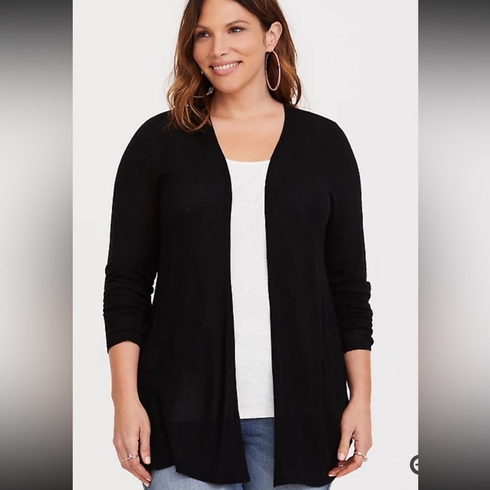 Torrid Black Lace Up Back Cardigan
